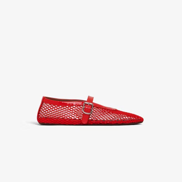 BALLET FLATS IN FISHNET RED - TGSIKIBW