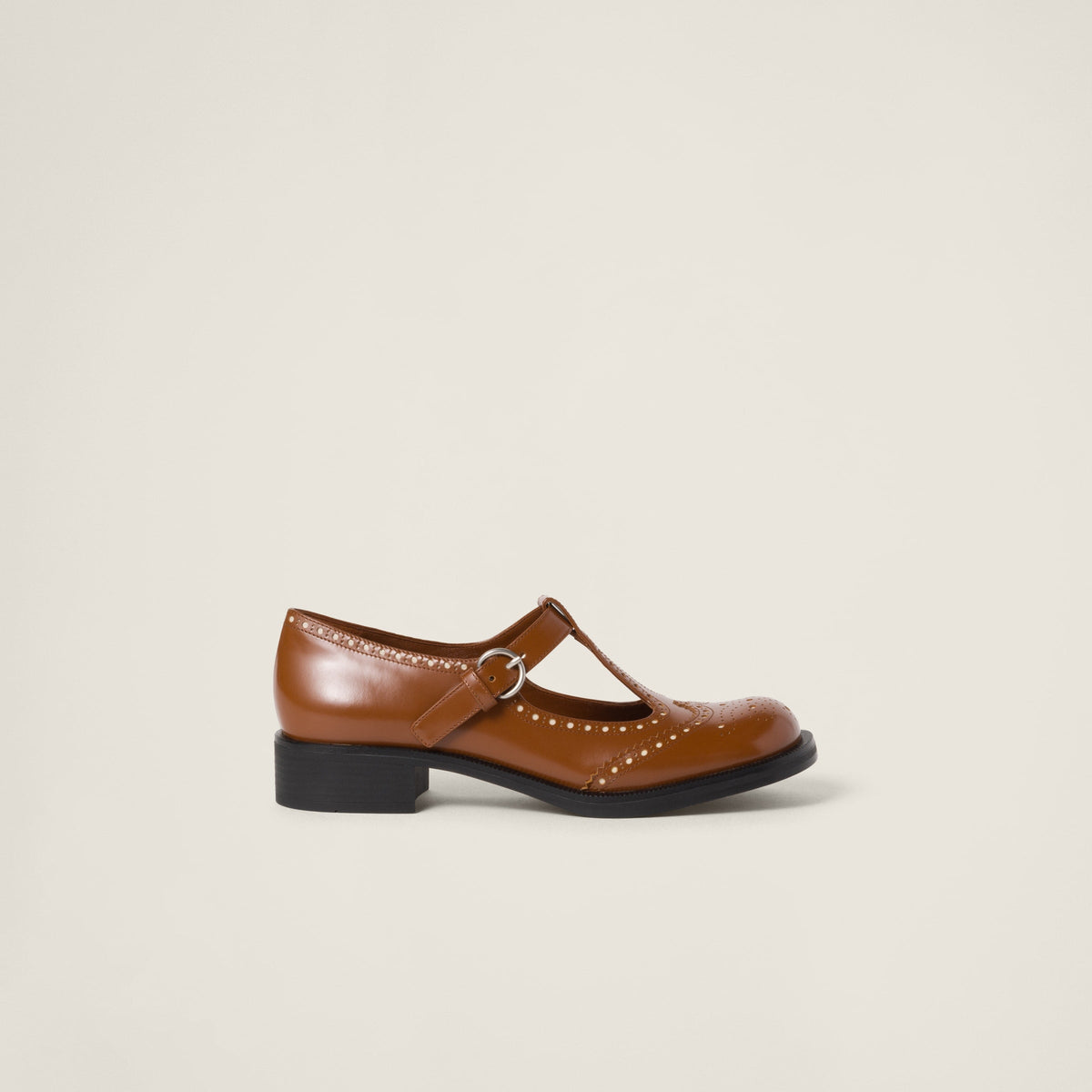Brushed leather T-strap brogue shoes - TGSIKIBW