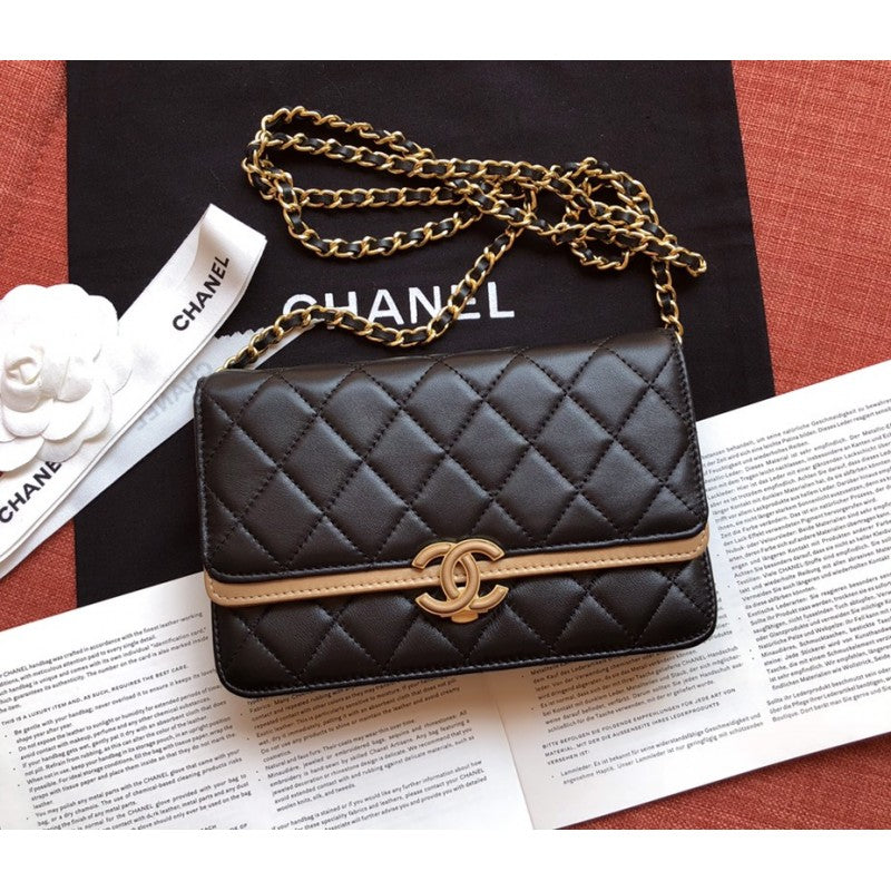 Small Flap Bag A57275 Black/Gold - IFSHOES
