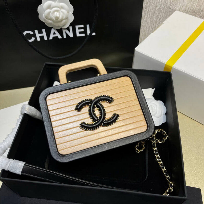 Vanity Case Beech Wood AS2926 Beige Black - IFSHOES