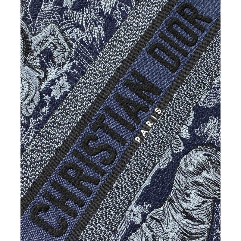 Book Tote Denim Blue Toile de Jouy Embroidery - TGSIKIBW