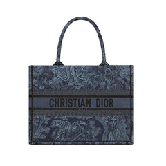 Book Tote Denim Blue Toile de Jouy Embroidery - TGSIKIBW