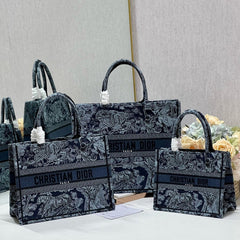 Book Tote Denim Blue Toile de Jouy Embroidery - TGSIKIBW