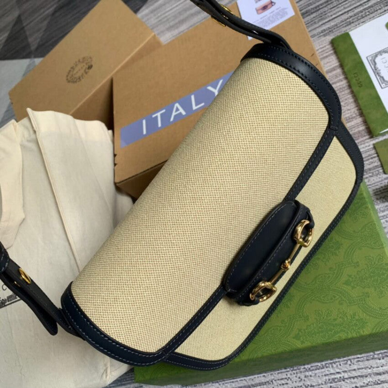 Horsebit 1955 large Bag 602204 in Beige Canvas - TGSIKIBW