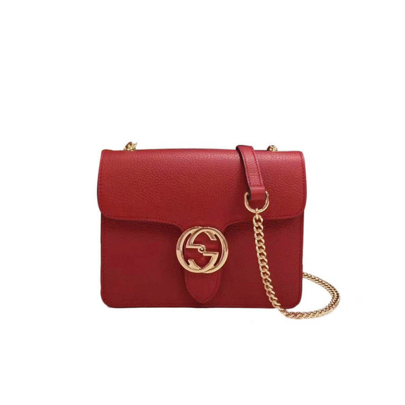 Interlocking Chain Leather Cross Body Bag 510304 - TGSIKIBW