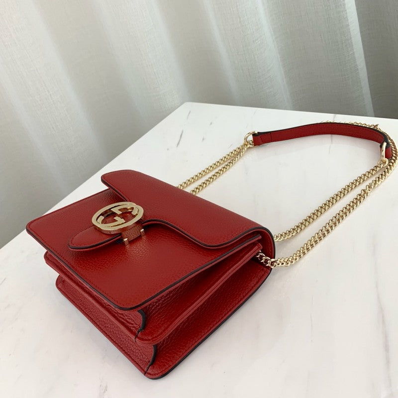 Interlocking Chain Leather Cross Body Bag 510304 - TGSIKIBW