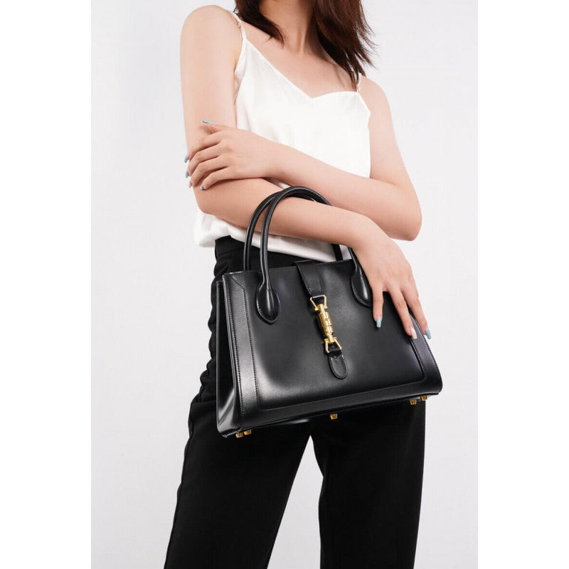 Jackie 1961 Medium Tote Bag in Black Leather 649016 - TGSIKIBW