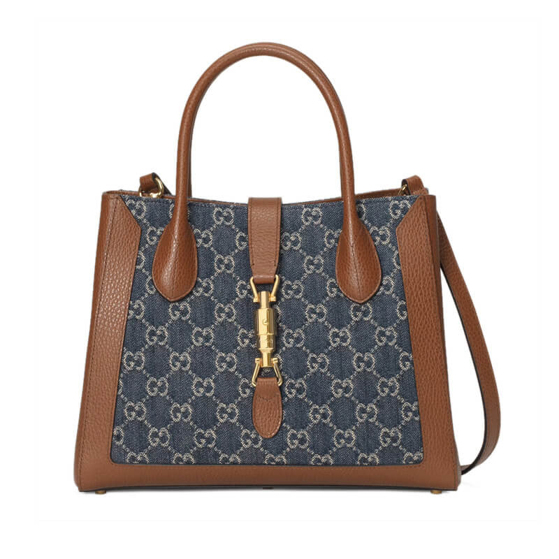 Jackie 1961 Medium Tote Bag in Blue Denim 649016 - TGSIKIBW
