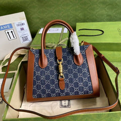 Jackie 1961 Medium Tote Bag in Blue Denim 649016 - TGSIKIBW