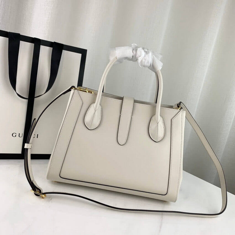 Jackie 1961 Medium Tote Bag in White Leather 649016 - TGSIKIBW