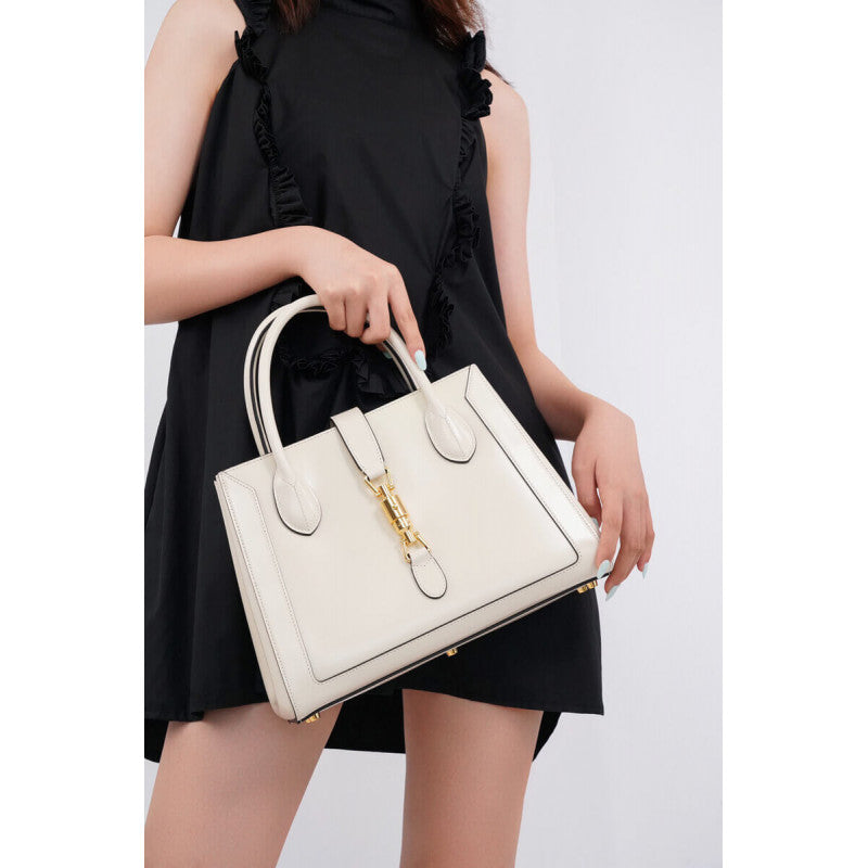 Jackie 1961 Medium Tote Bag in White Leather 649016 - TGSIKIBW
