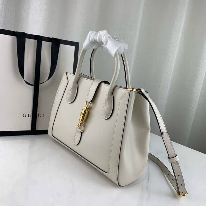 Jackie 1961 Medium Tote Bag in White Leather 649016 - TGSIKIBW