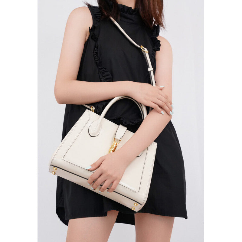 Jackie 1961 Medium Tote Bag in White Leather 649016 - TGSIKIBW