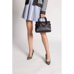 large Top Handle Bag with Double G in Black Leather 658450 - TGSIKIBW
