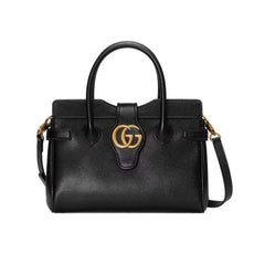 large Top Handle Bag with Double G in Black Leather 658450 - TGSIKIBW