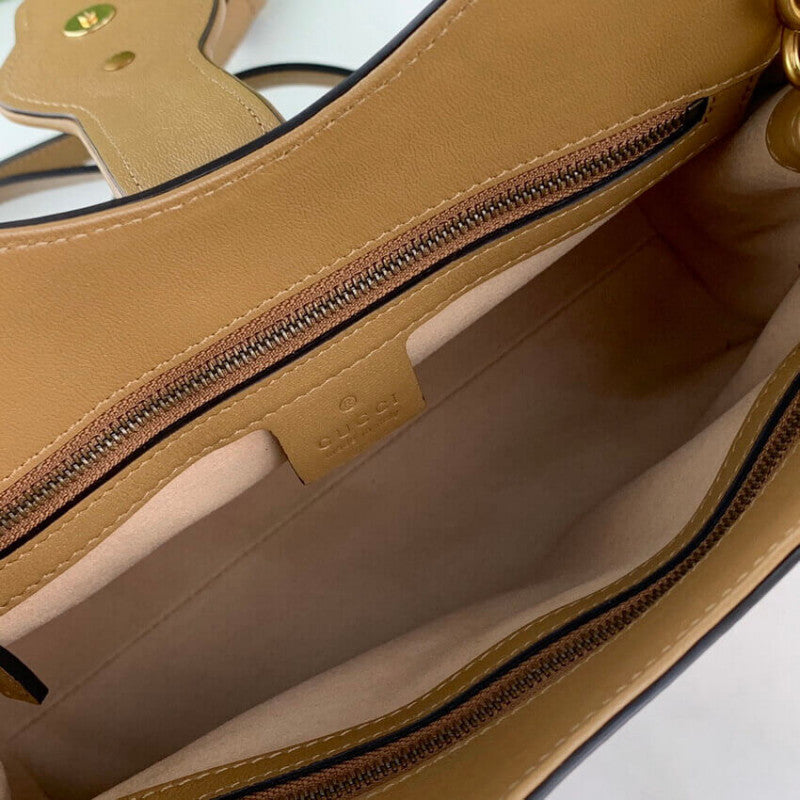 large Top Handle Bag with Double G in Brown Leather 658450 - TGSIKIBW