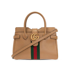 large Top Handle Bag with Double G in Brown Leather 658450 - TGSIKIBW