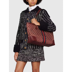 Ophidia Medium Tote With Web in Burgundy GG Canvas 631685 - TGSIKIBW