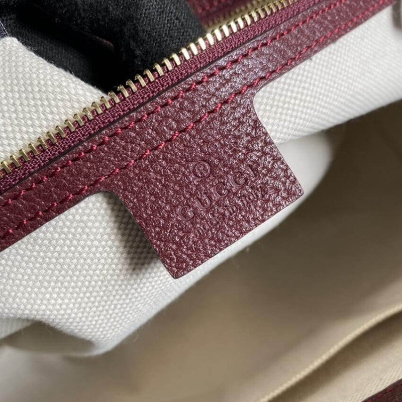 Ophidia Medium Tote With Web in Burgundy GG Canvas 631685 - TGSIKIBW