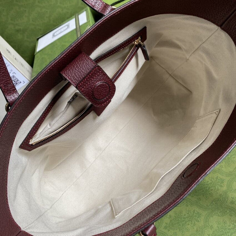 Ophidia Medium Tote With Web in Burgundy GG Canvas 631685 - TGSIKIBW